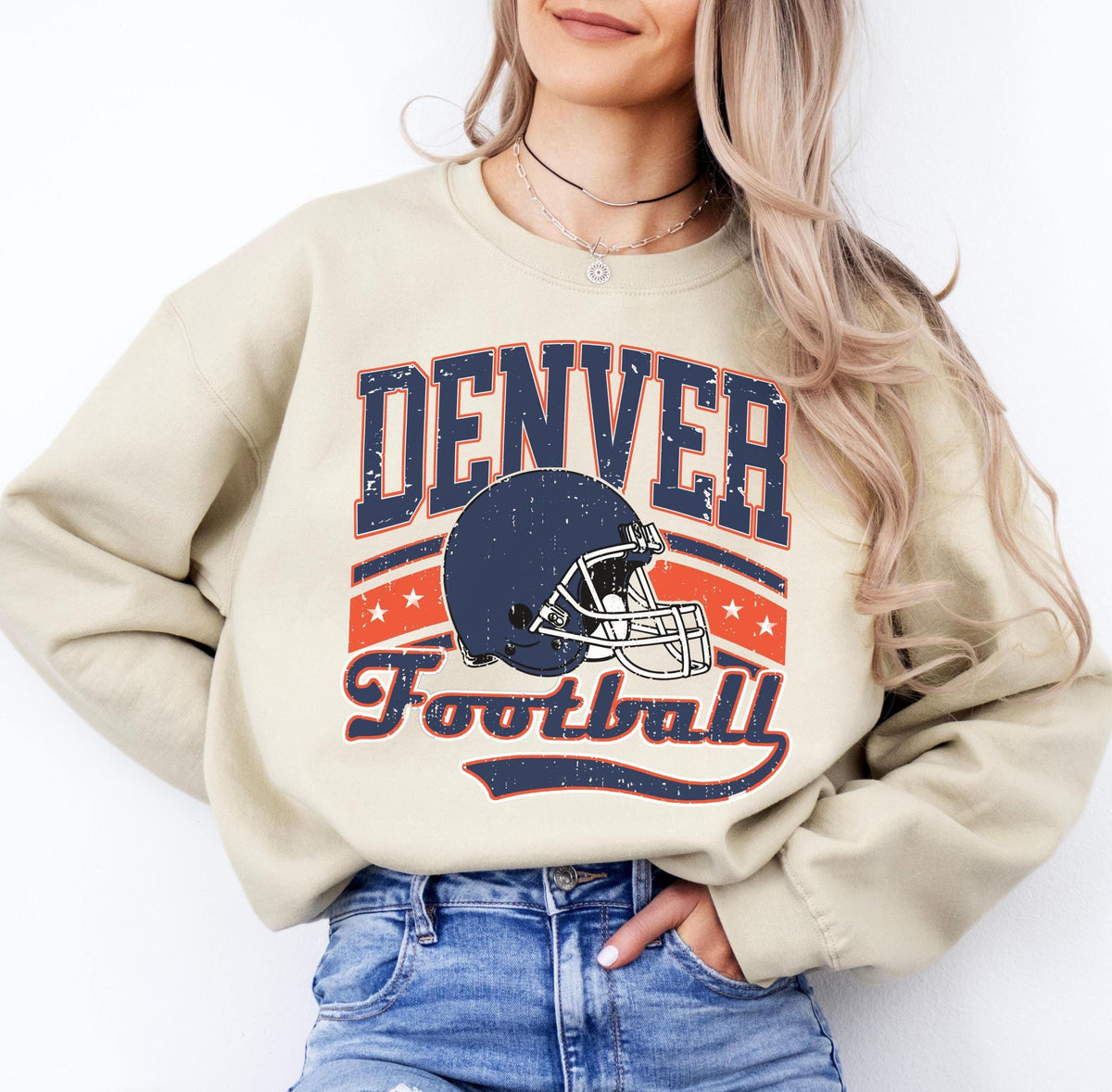 Vintage Denver Football Sweatshirt Retro Denver Football Crewneck Trendy Game Day Shirt Gift for Denver Football Fan Denver Game Day Sweater Sweatshirt – Fan Favorite · High-Quality Print