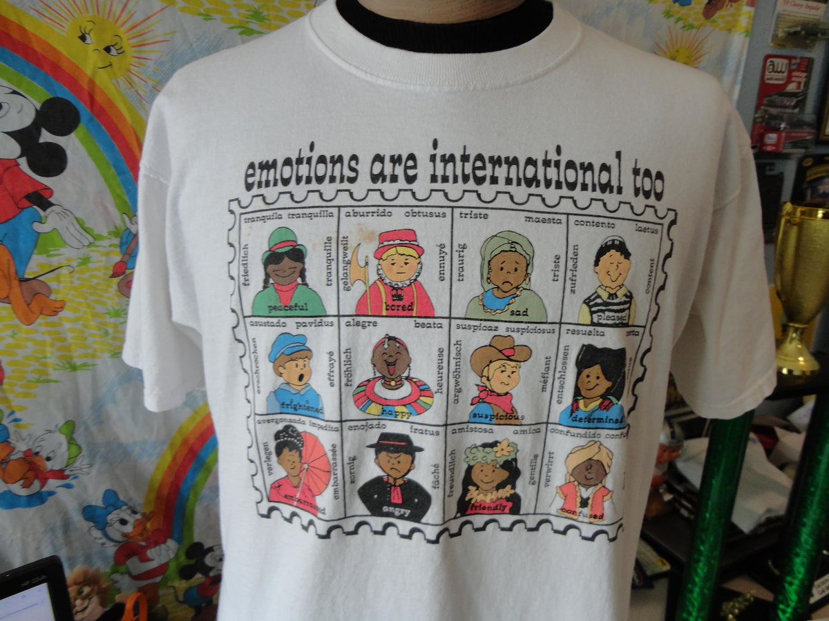 Vintage 9039s Emotions Are International cartoon tshirt XL Graphic Tee – Everyday Comfort · Perfect For Daily Wear