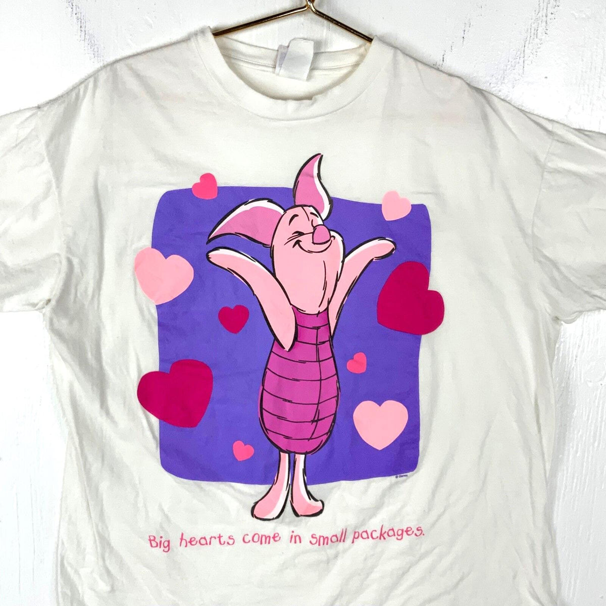 Vintage Piglet Disney TShirt XL White Single Stitch Cartoon Big Hearts 90s Graphic Tee – Bold Style · Top Pick For Any Outfit