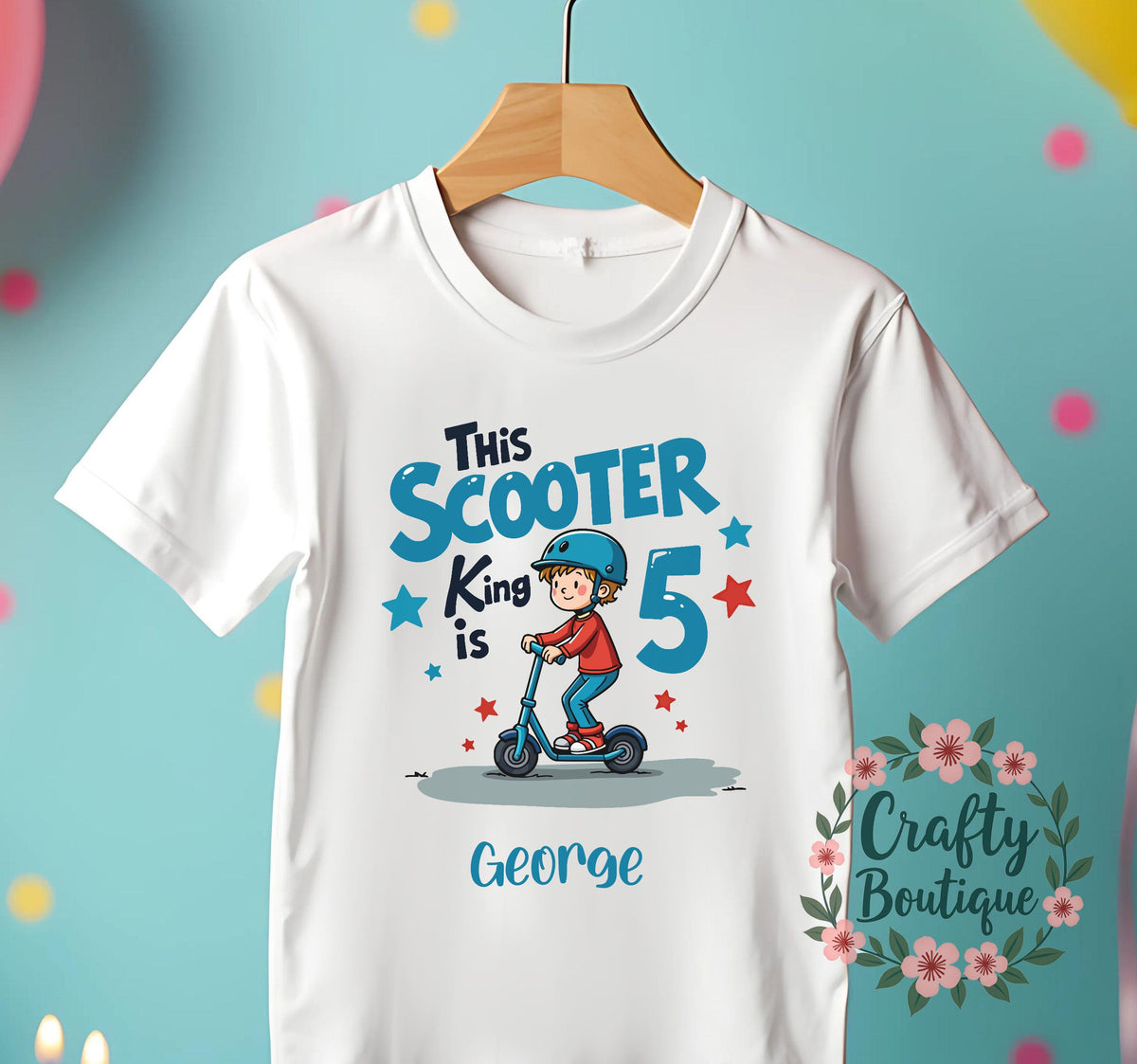 Kids Scooter King Tshirt Boy39s Birthday T shirt 5th Birthday Shirt Scooter Lover Gift Personalised Birthday Gift Idea Skater Tee 1188 Graphic Tee – Warm & Stylish · Must-Have Style