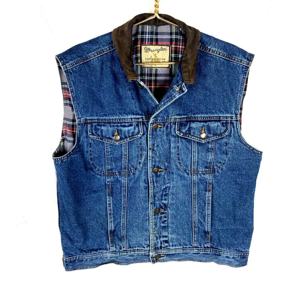 Vintage Wrangler Denim Jean Jacket Size Medium Blue Vest Plaid Graphic Tee – Feel-Good Design · Trending Graphic Apparel