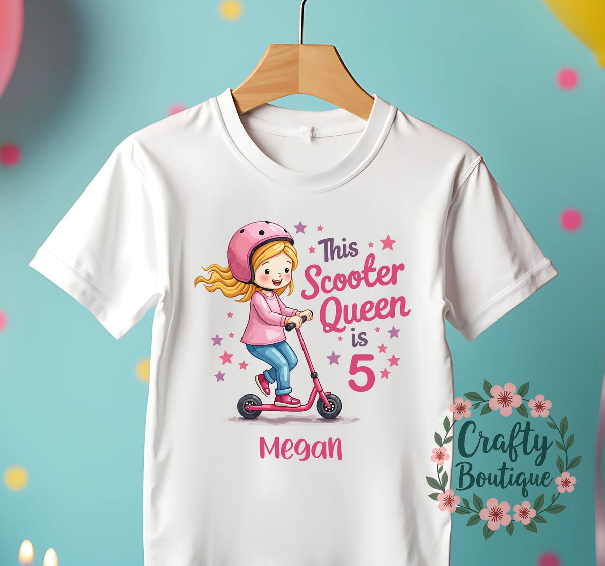 Kids Scooter Queen Tshirt Girls Birthday T shirt 5th Birthday Shirt Scooter Lover Gift Personalised Birthday Idea Skater Tee 1189 Graphic Tee – Soft Feel · High-Quality Print