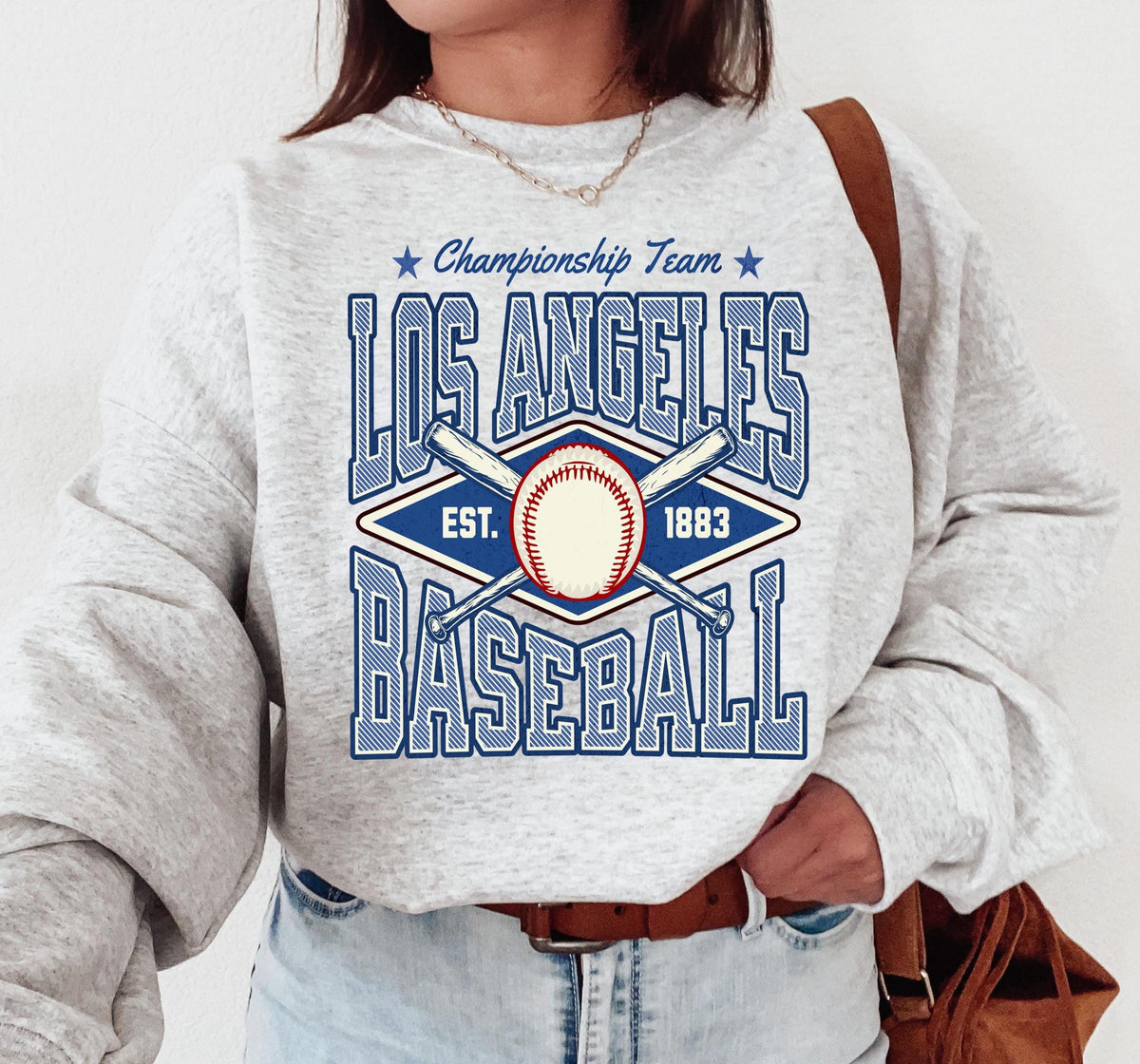 Los Angeles Baseball Sweatshirt Trendy Unisex Los Angeles Sports Fan Crewneck Baseball Game Day Shirt Gift for Mom Cute Baseball Sweater Sweatshirt – Soft Feel · Perfect For Daily Wear