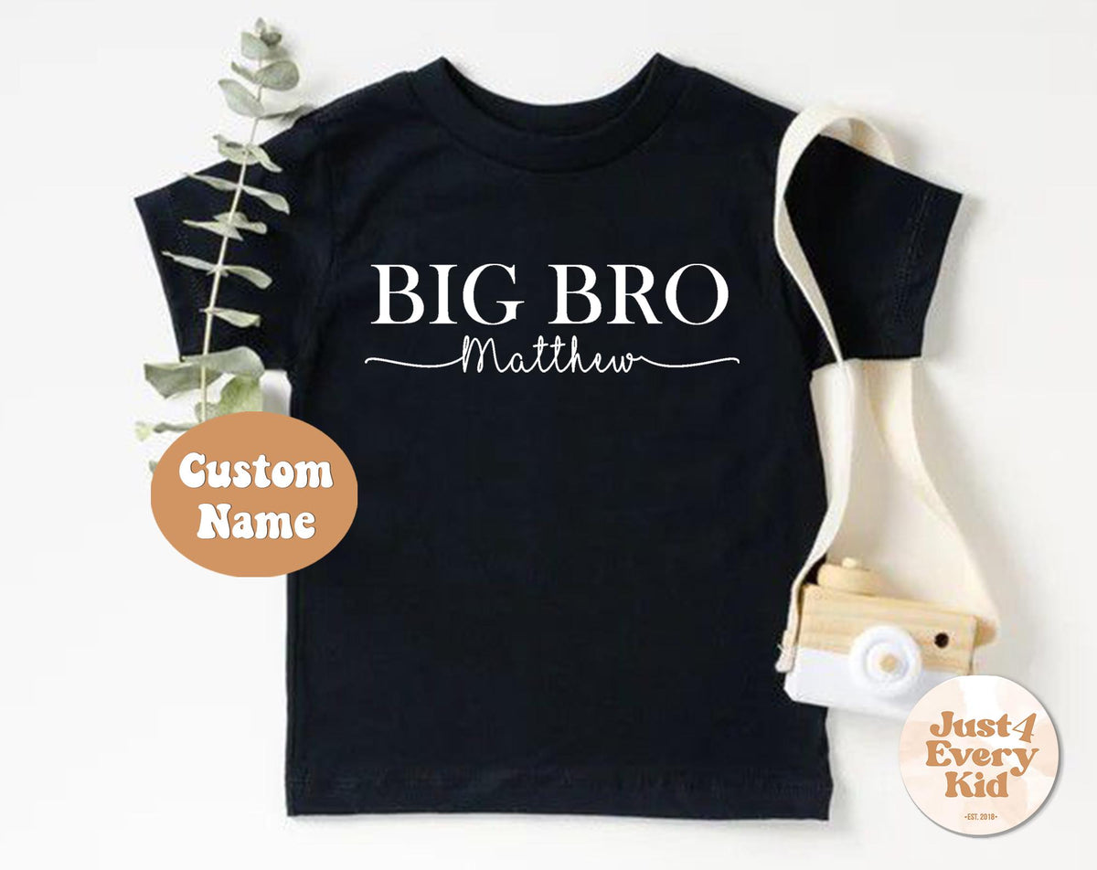 Custom Name Big Brother Toddler Shirt Pregnancy Reveal Shirt Pregnancy Announcement Natural Big Brother Gift Big Brother Baby Bodysuit Graphic Tee – Easygoing Wear · High-Quality Print
