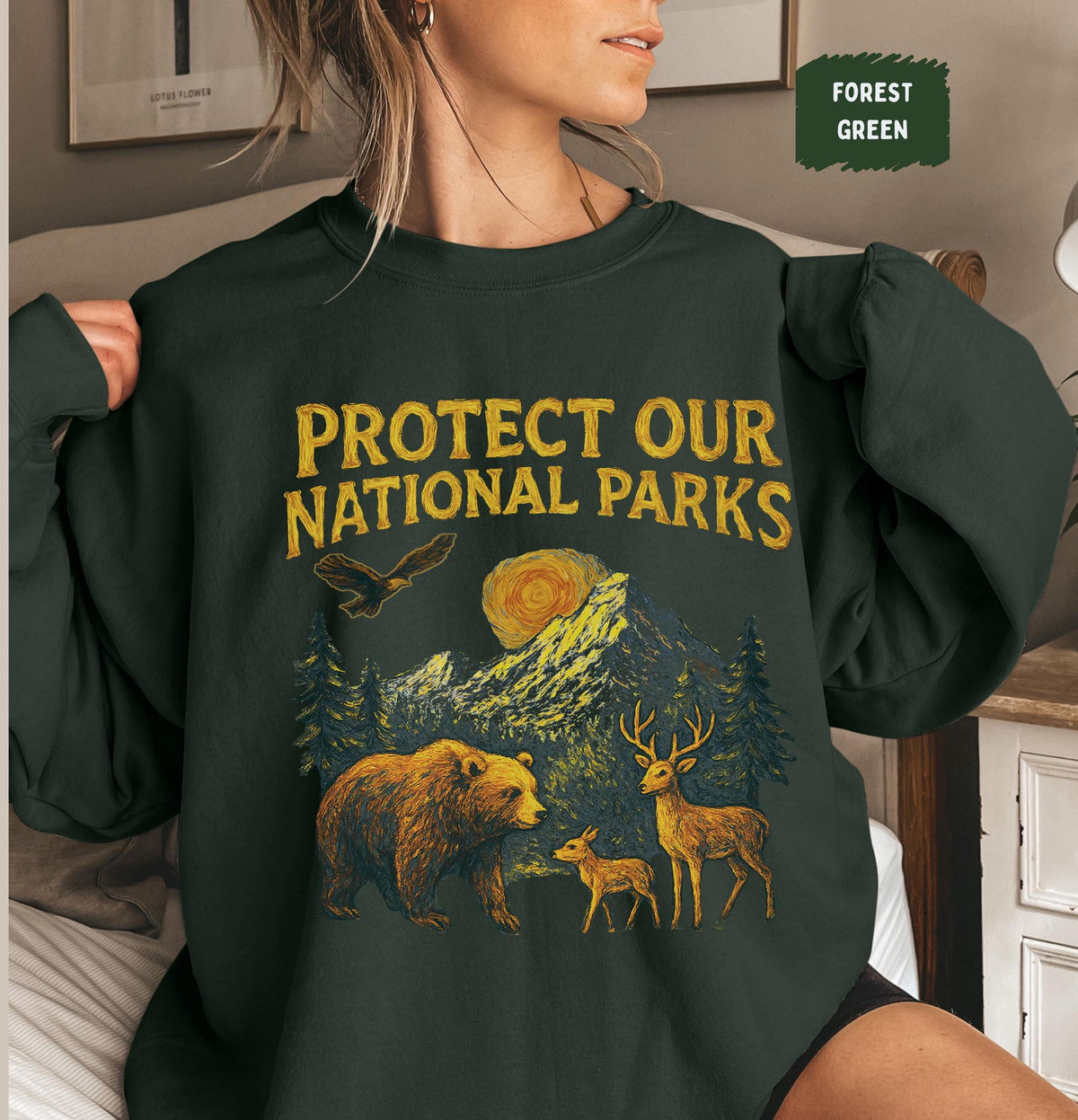 National Parks Conservation Sweatshirt Protect Wildlife Earth Day Gift Outdoor Adventure Hiking Shirt Nature Lover Environmental Activist Sweatshirt – Easygoing Wear · Trending Graphic Apparel