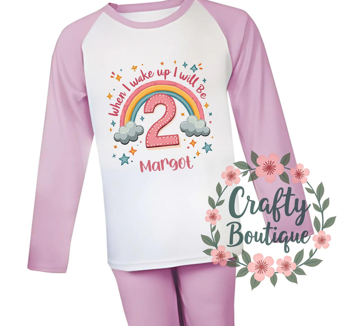 2nd Birthday PJs When I Wake Up I will be 2 Pajamas Girl39s Second Birthday Unicorn Gift Personalised Pink Nightwear Age Two Year 1275 Graphic Tee – Feel-Good Design · Trending Graphic Apparel