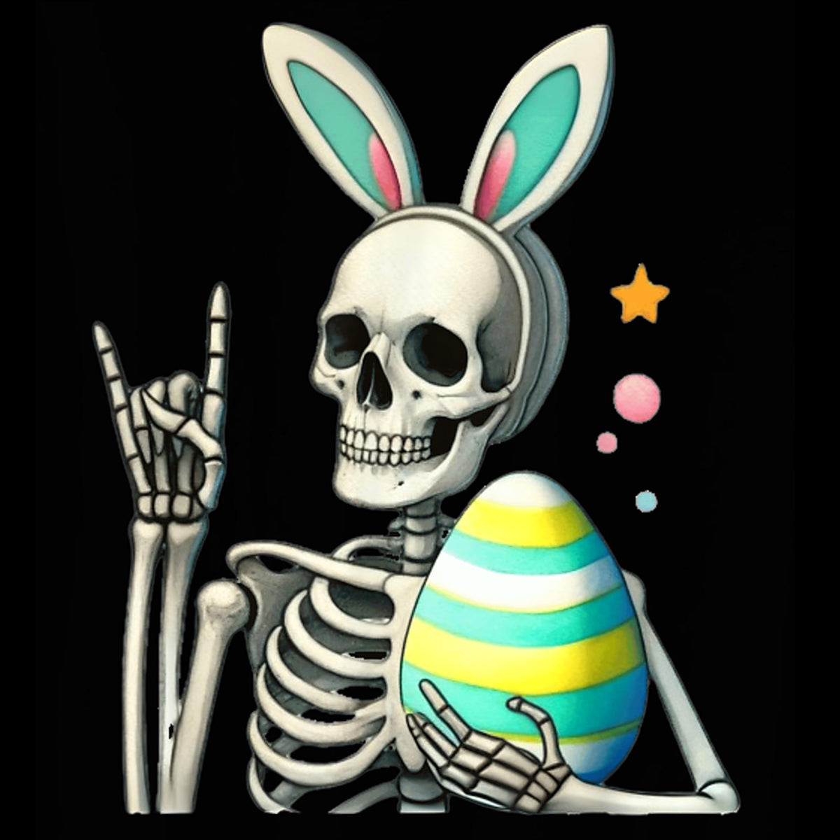 Easter Skeleton Bunny Rock Hand PNGRocker Design for BoysKidsMenand TeensEaster Bunny PngSkeleton Bunny ArtRock Hand PngBunny Rocker Graphic Tee – Fan Favorite · Great Gift For Fans