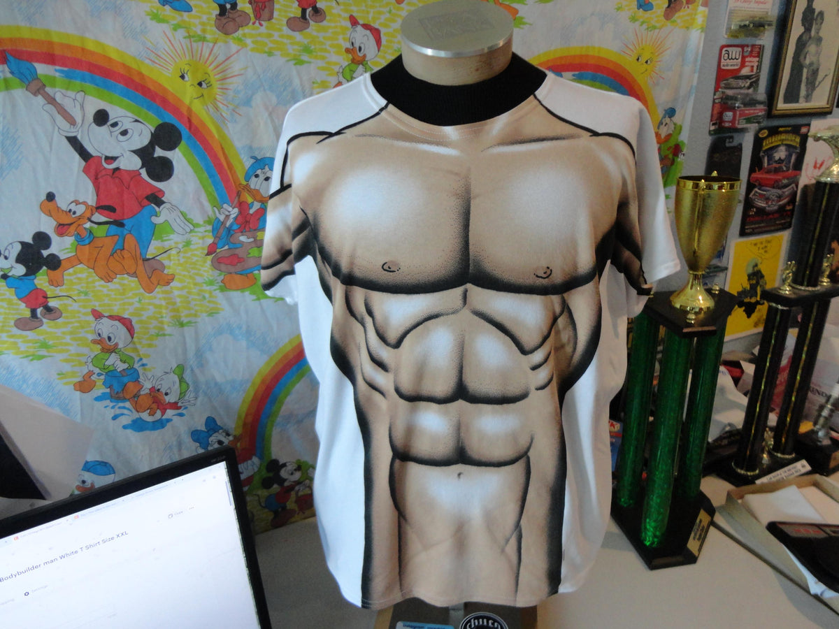 Vintage 9039s Beach Cover Up Muscle Bodybuilder man White T Shirt Size XXL Graphic Tee – Warm & Stylish · Trending Graphic Apparel