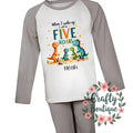 5th Birthday PJs When I Wake Up I Will Be Five Dinosaur Pajamas Fifth Birthday Gift Personalised Name Nightwear Dino Theme Roar 1212 Graphic Tee – Bold Style · Must-Have Style