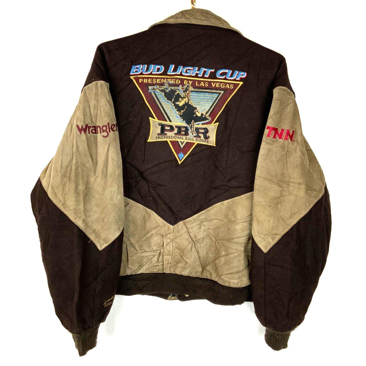 Vintage Wrangler Bud Light Cup Pbr Wool Leather Jacket Large Bull Riding Graphic Tee – Warm & Stylish · Must-Have Style