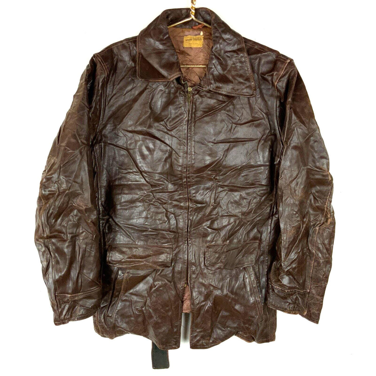 Vintage 195039s6039s Steerhide Leather Jacket Medium Brown Made Usa Full Zip Graphic Tee – Fan Favorite · Top Pick For Any Outfit