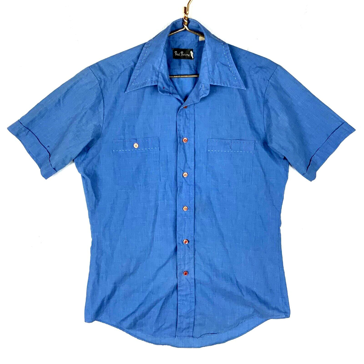 Vintage 198039s Chambray Shirt Large Blue Short Sleeve Button Up Graphic Tee – Feel-Good Design · Must-Have Style