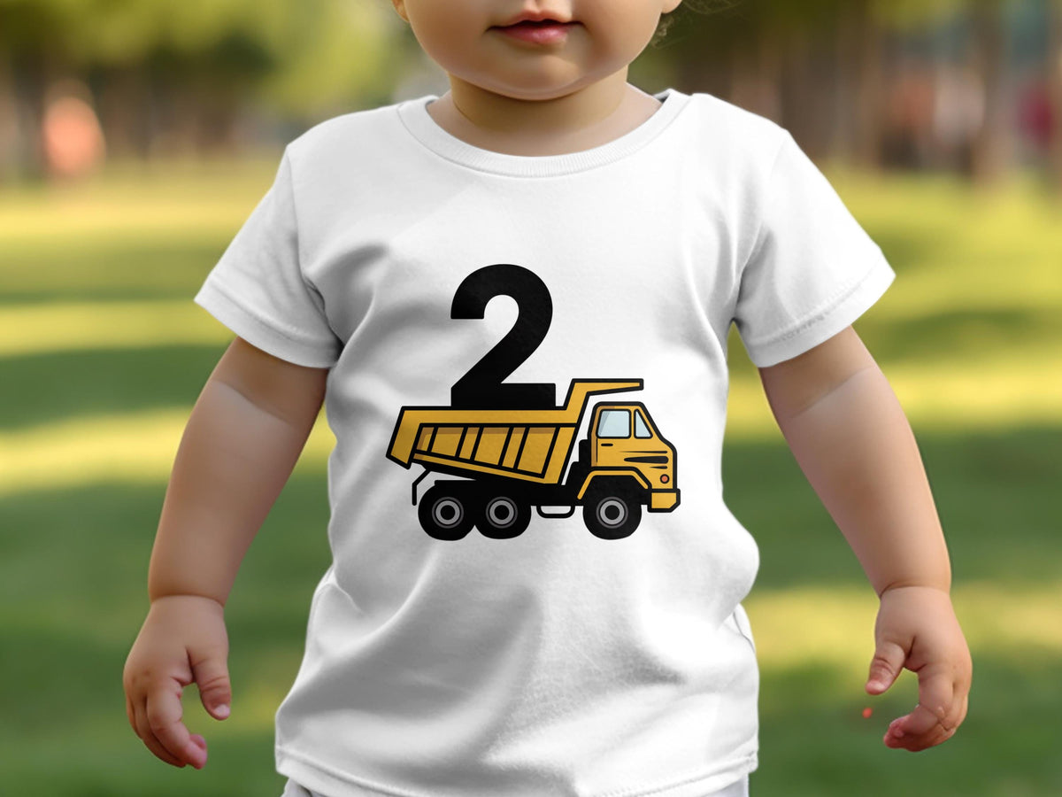 Boys 2nd Birthday T Shirt Truck Theme Birthday Shirt White Toddler Tee 2nd Birthday Gift Idea Cute Birthday Boy Outfit Graphic Tee – Warm & Stylish · Trending Graphic Apparel