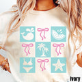Preppy Coquette Summer Shirt Pink Bows Summer Beach Lover Shirt Coastal Aesthetic Shirt Ocean Lover Gift Beach Vacation Graphic Tee – Easygoing Wear · Great Gift For Fans