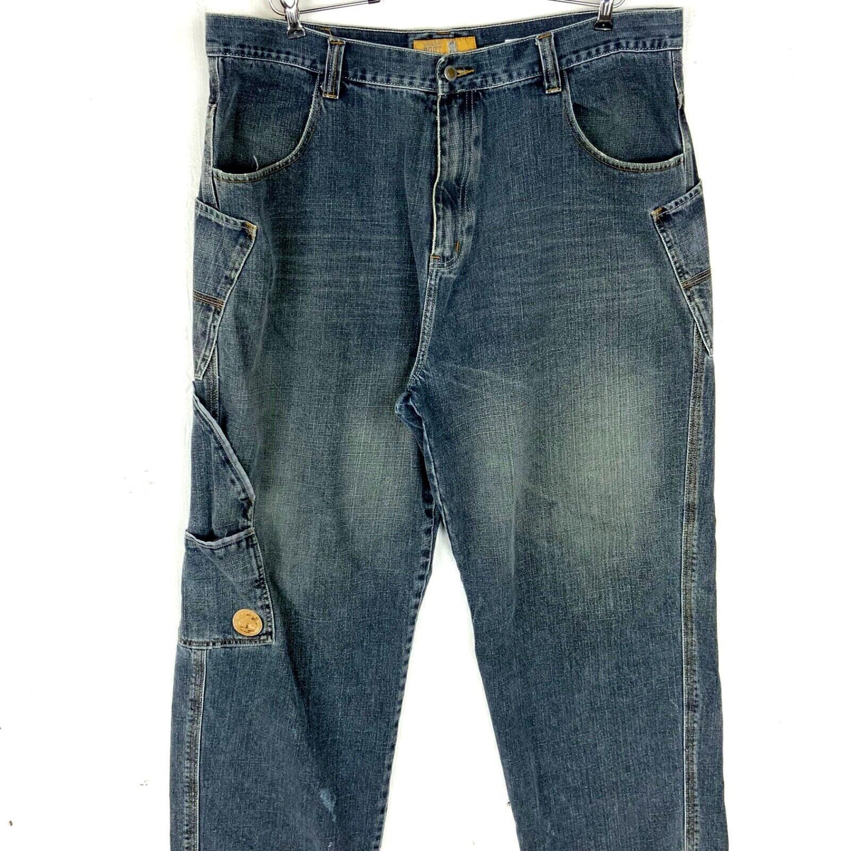 Vintage Timberland Boot Company Denim Jean 42 Dark Wash Baggy Y2K Carpenter Tote Bag – Soft Feel · Must-Have Style