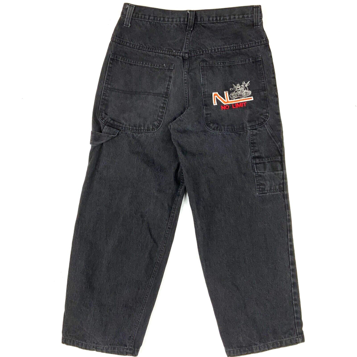 Y2K Denim Jean Trousers Size 36 Black Light Wash Embroidered No Limit Streetwear Graphic Tee – Aesthetic Look · Great Gift For Fans