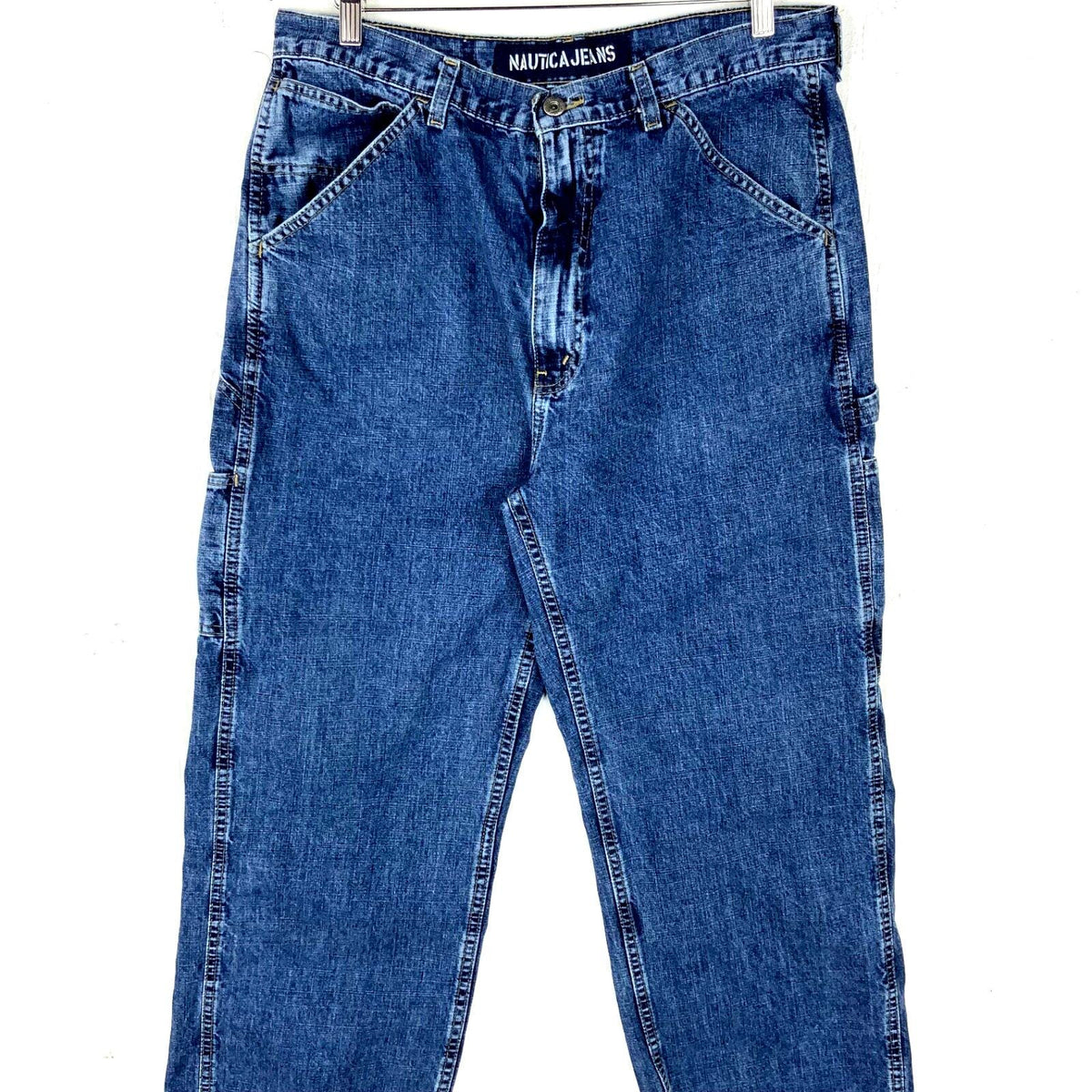 Vintage Nautica Denim Carpenter Pants 36x30 Blue Medium Wash Baggy Y2K Tote Bag – Cozy Vibes · Trending Graphic Apparel