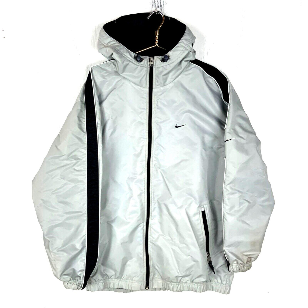 Vintage Nike Jacket XL Gray Full Zip Fleece Lined Hooded Y2K Graphic Tee – Fan Favorite · Must-Have Style