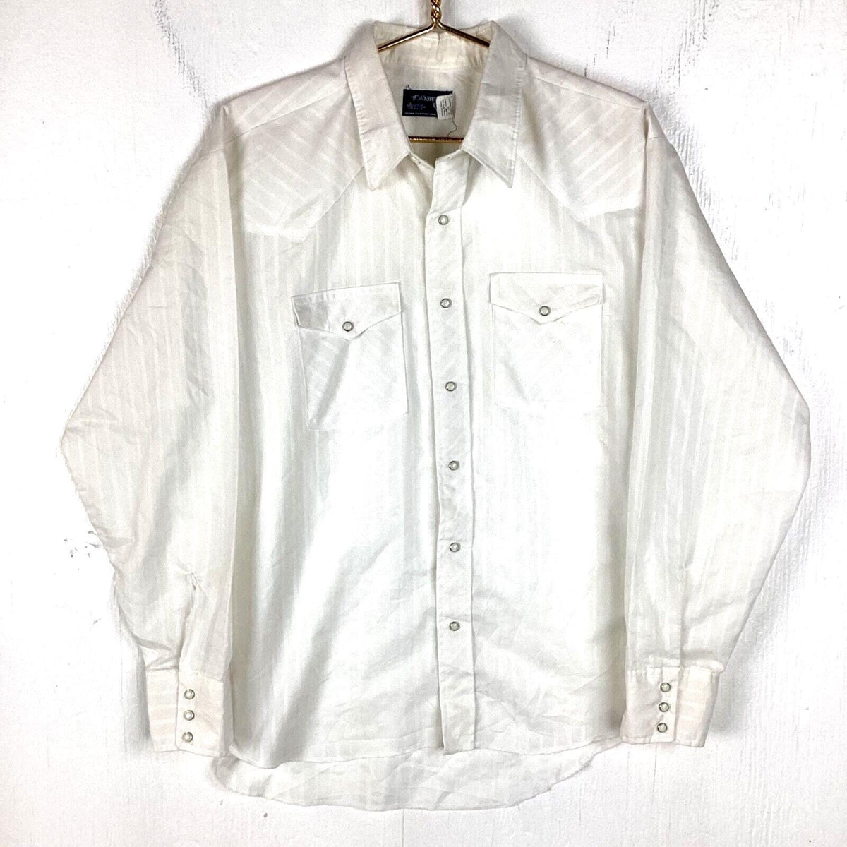 Vintage Wrangler 198039s Shirt Size XL White Pearl Snap Long Sleeve Made in Usa Graphic Tee – Easygoing Wear · High-Quality Print