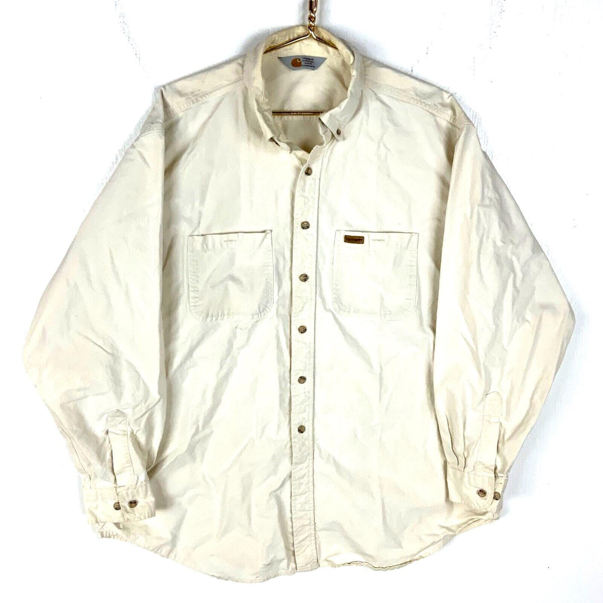 Vintage Carhartt Shirt 3XL White Long Sleeve Button Up Made Usa 90s Graphic Tee – Bold Style · Perfect For Daily Wear