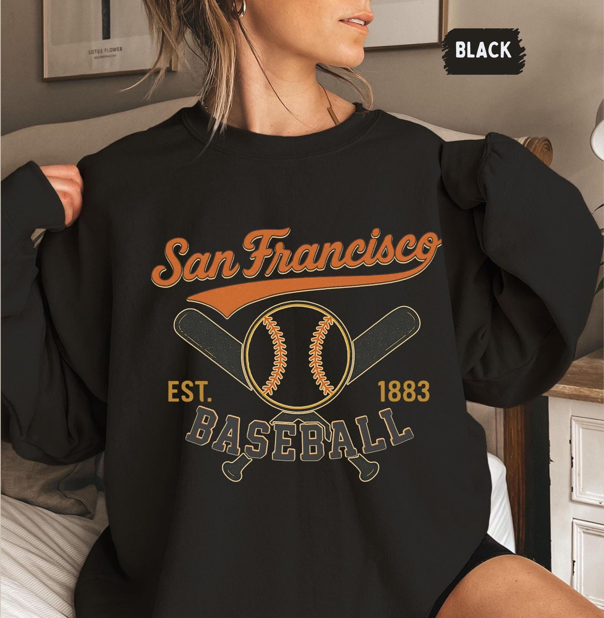 Vintage San Francisco Baseball Sweatshirt Cozy Crewneck Casual Sports Apparel RetroSan Fran Fan Gift Fanwear Sweater Game Day Outfit Sweatshirt – Everyday Comfort · High-Quality Print