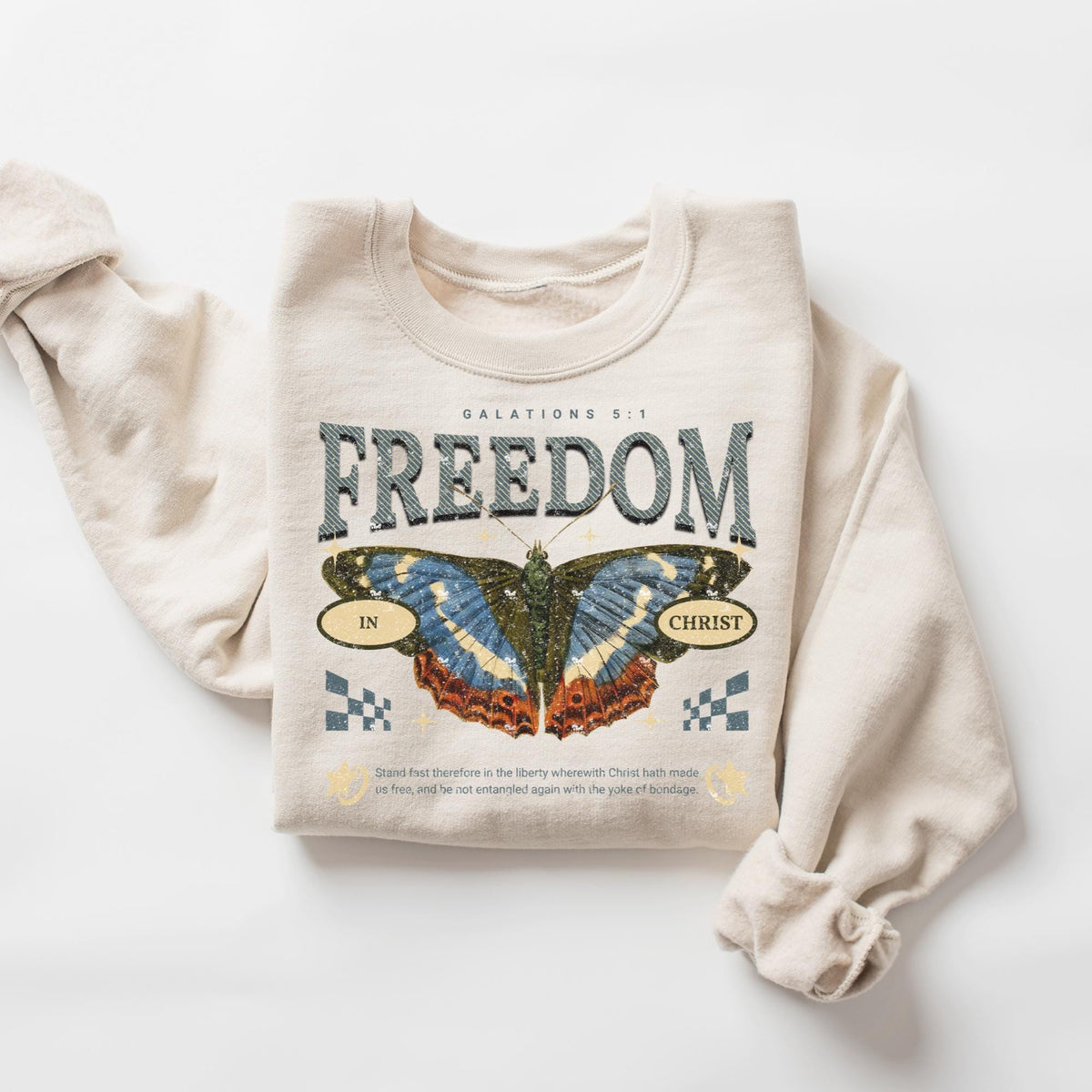 Freedom in Christ Sweatshirt Christian Sweatshirt Christian Sweater Galations Bible Verse Christian Apparel Christian Streetwear Sweatshirt – Aesthetic Look · Great Gift For Fans