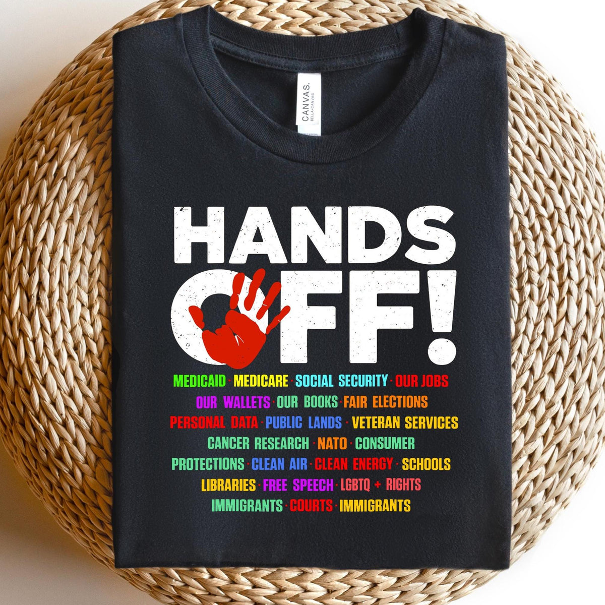 Hands Off Protest T Shirt Political Activism Tee Save Public Lands Medicare Social Security Free Speech Environmental Rights TShirt Graphic Tee – Soft Feel · Must-Have Style