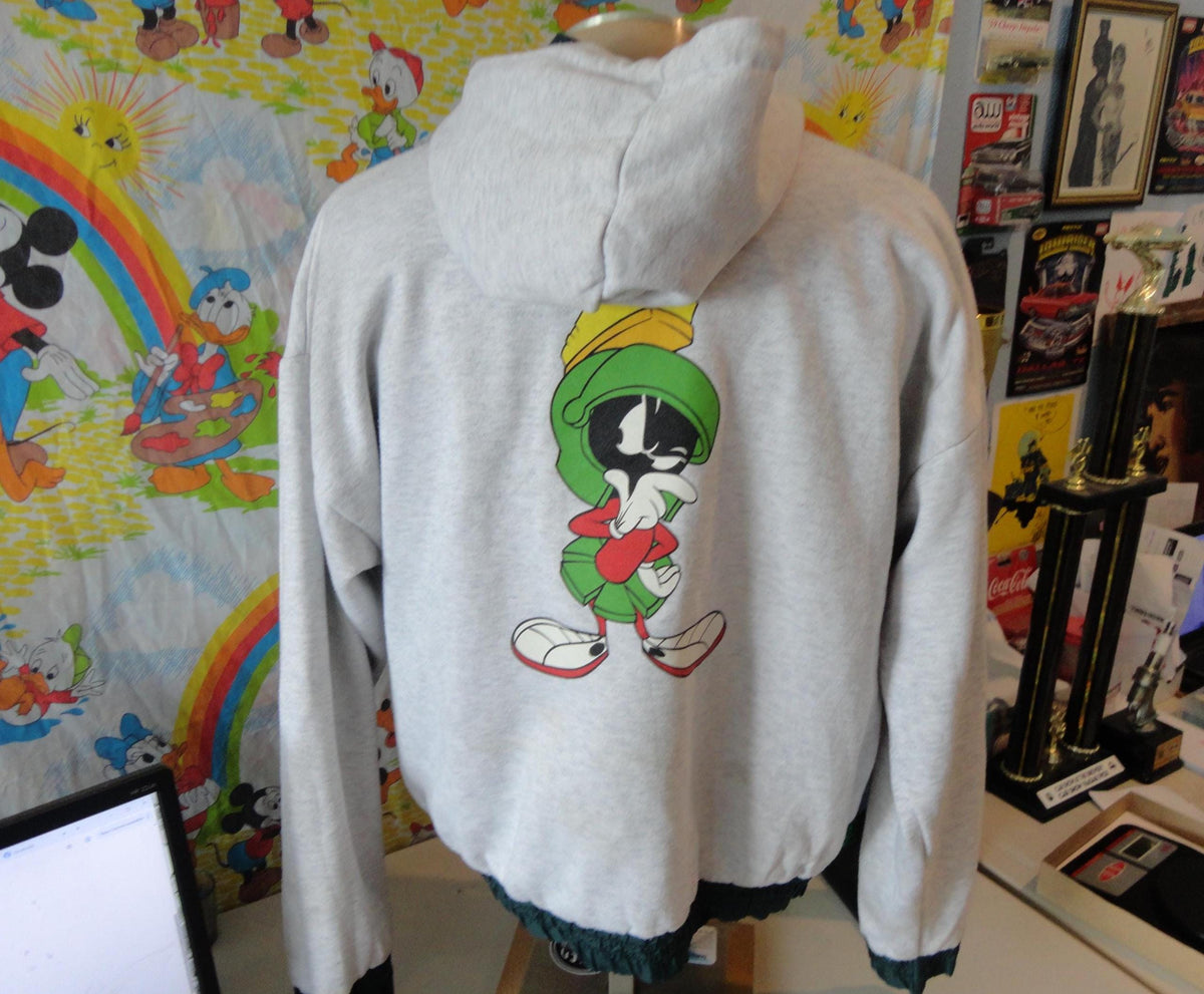 Vintage 90s Marvin the Martian Warner Bros Six Flags 1999 Reversible Hooded Jacket Size L Graphic Tee – Warm & Stylish · Must-Have Style