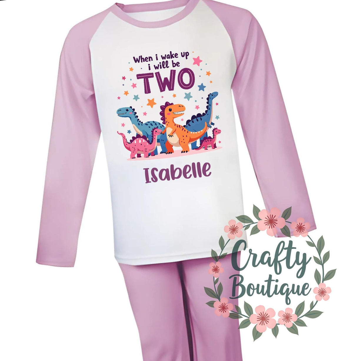 2nd Birthday PJs When I Wake Up I will be 2 Pajamas Girl39s Second Birthday Dinosaur Gift Personalised Pink Nightwear Age Two 1225 Graphic Tee – Soft Feel · Perfect For Daily Wear
