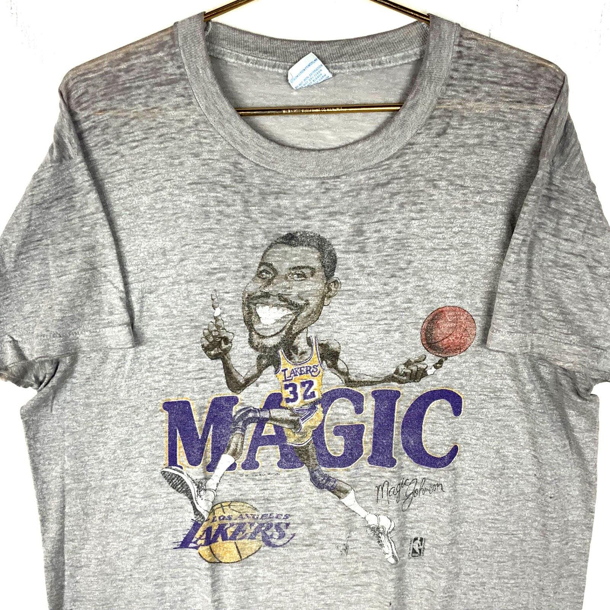 Vintage Magic Johnson Caricature Salem Tshirt XL Gray Nba Single Stitch 80s Graphic Tee – Feel-Good Design · High-Quality Print