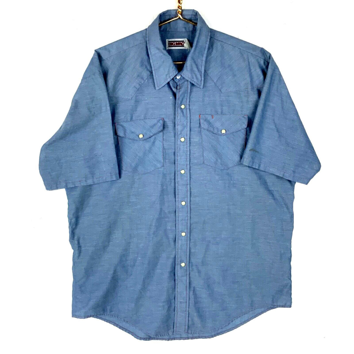 Vintage 1980s Big Mac Chambray Shirt 2XL Blue Short Sleeve Snap Pearl 90s Graphic Tee – Warm & Stylish · Trending Graphic Apparel