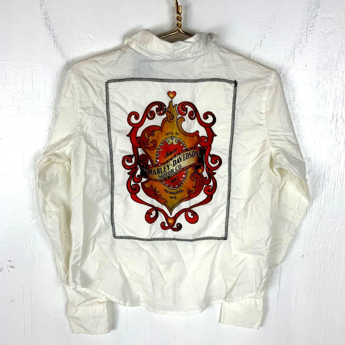 Vintage Harley Davidson Shirt Women39s Large White Long Sleeve Button Up Graphic Tee – Easygoing Wear · Top Pick For Any Outfit