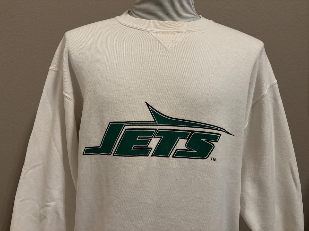 Vintage 90s New York Jets NLF Football White Crewneck Sweatshirt XL Sweatshirt – Aesthetic Look · Great Gift For Fans