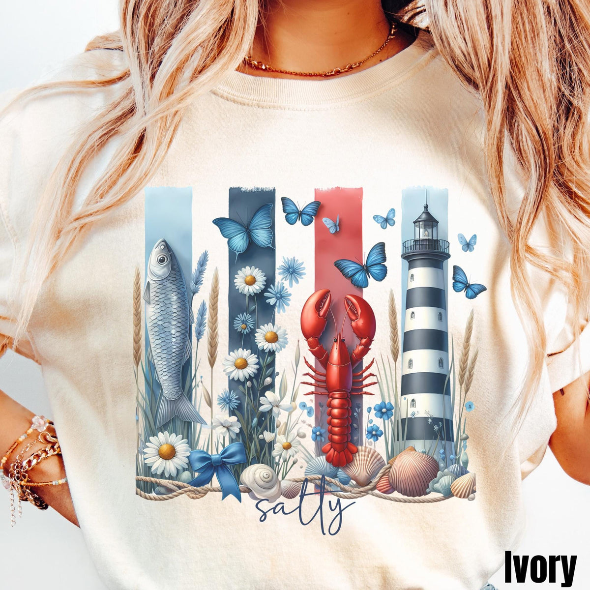 Nautical Lighthouse Shirt Summer Beach Lover Shirt Coastal Lobster Sardines Tee Ocean Lover Gift Fisherman Aesthetic Graphic Tee – Warm & Stylish · Trending Graphic Apparel