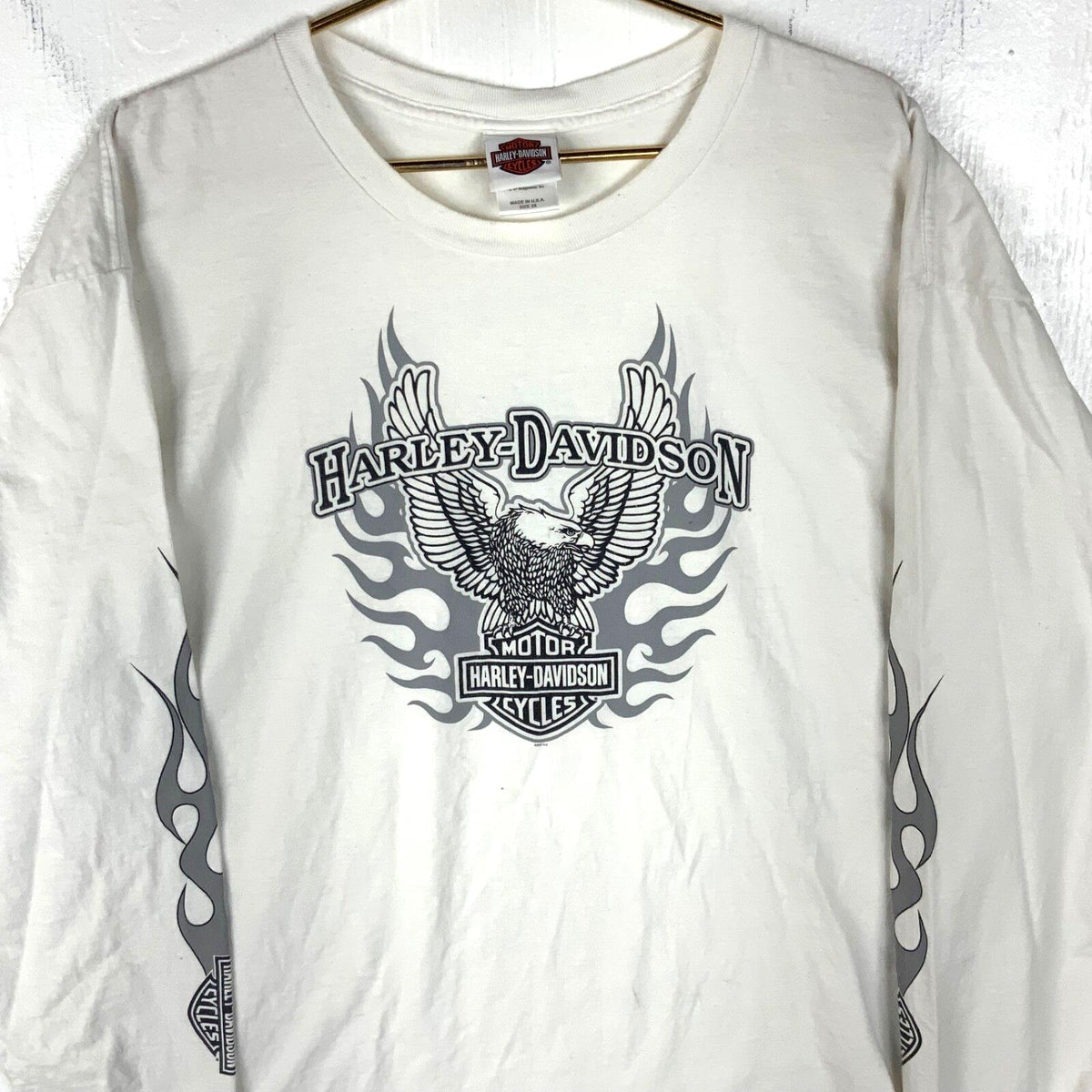 Vintage Y2k Harley Davidson Long Sleeve Shirt 2XL White 2007 Double Sided Graphic Tee – Warm & Stylish · Top Pick For Any Outfit