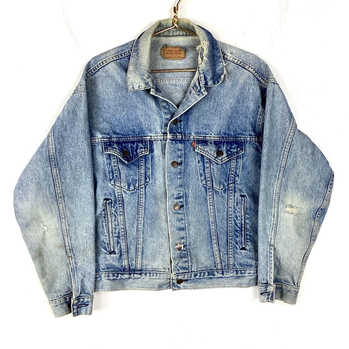 Vintage Levis Denim Jean Jacket Medium Blue Long Sleeve Distressed Usa Graphic Tee – Easygoing Wear · High-Quality Print