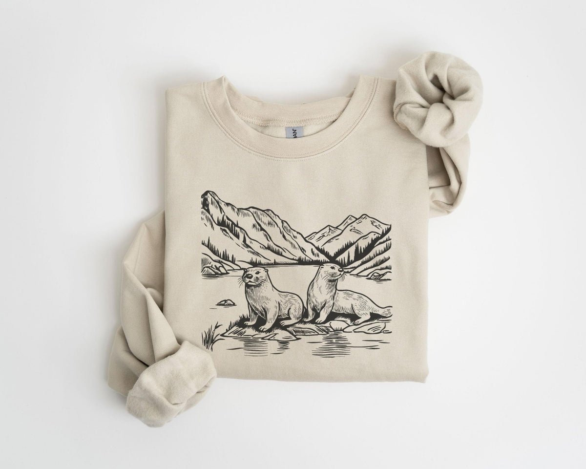 Retro Otter Wilderness Sweatshirt Retro 90s Cute Sea Otter Vintage Wildlife Sweatshirt Unisex Graphic Crewneck Nature Camping Sweatshirt Sweatshirt – Easygoing Wear · Trending Graphic Apparel