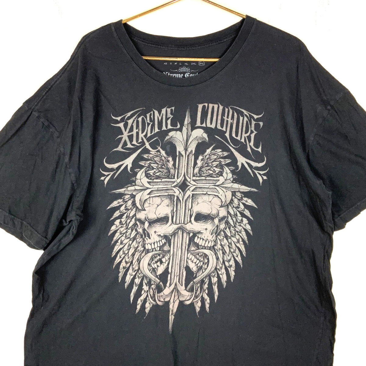 Xtreme Couture TShirt 3XL Black Double Sided Made In Usa Skull Winged Cross Graphic Tee – Warm & Stylish · Perfect For Daily Wear