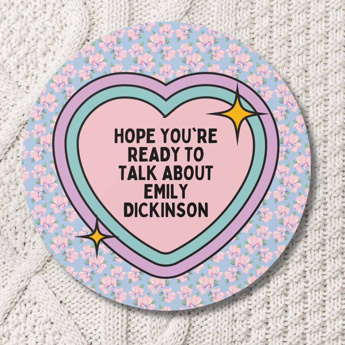 Emily Dickinson Bookish Sticker with Cute Retro Heart Gift for Bookworm Who Loves 19th Century Writers Womens History Poetry Sticker Graphic Tee – Everyday Comfort · Great Gift For Fans