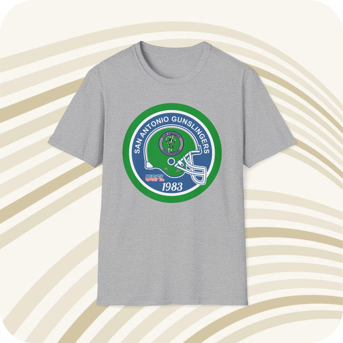 Throwbackmax San Antonio Gunslingers 1983 USFL Football Classic Cut T Shirt Vintage Sports Tee Retro Football Apparel Graphic Tee – Warm & Stylish · Great Gift For Fans