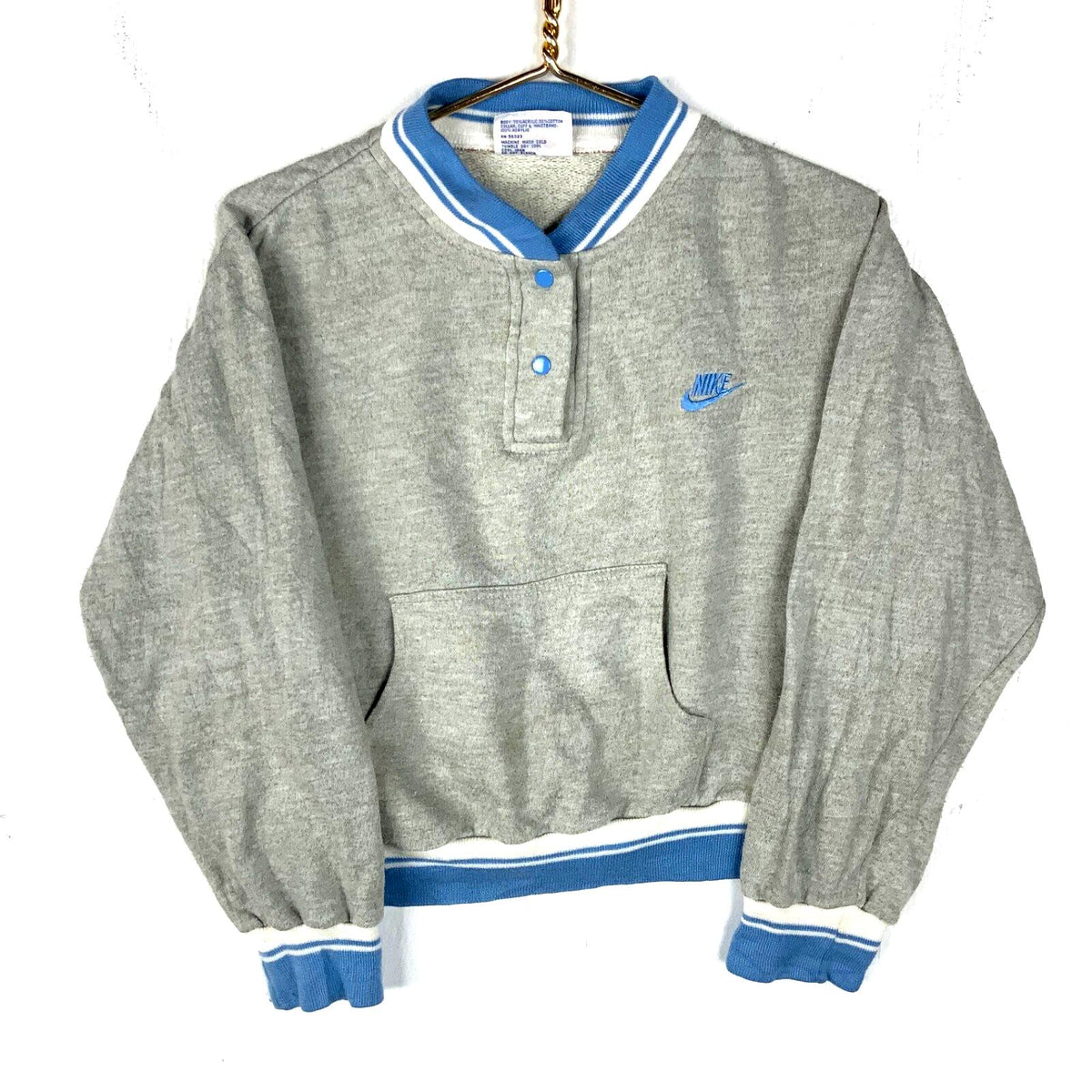 Vintage Nike 197039s Women39s Sweatshirt Crewneck Large Gray Snap Button Sweatshirt – Aesthetic Look · Trending Graphic Apparel