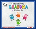 This Awesome Grandma Belong To Png Personalization 3D Effect Colorful Handprints Png Mom Png Mama Png Mother39s Day Png Gift For Mom Graphic Tee – Easygoing Wear · Trending Graphic Apparel