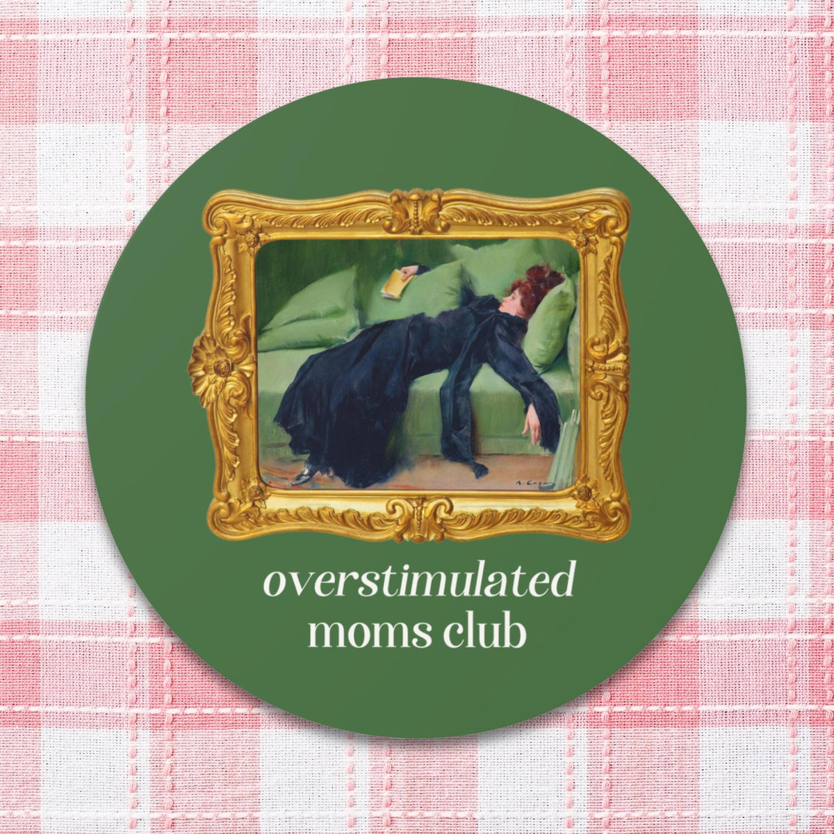 Overstimulated Moms Club Sticker Funny Saying Mother39s Day Gift New Mama or Mom of Twins Sticker Cute Bookish Gift Ramon Casas Painting Graphic Tee – Soft Feel · Perfect For Daily Wear