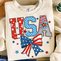 Memorial Day Shirt America USA Bow Coquette Sweatshirt Independence Day Hoodie 4th of July T shirt Patriotic Tee America Gift For Her Hoodie – Cozy Vibes · Great Gift For Fans