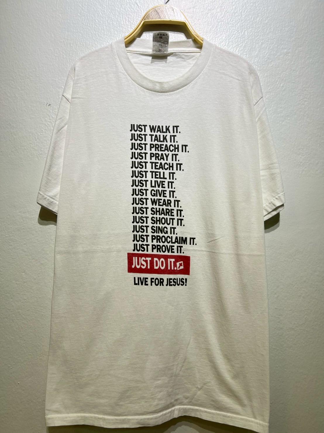 Vintage 90s Just Walk It Live For Jesus Parody Tee L Graphic Tee – Feel-Good Design · Must-Have Style