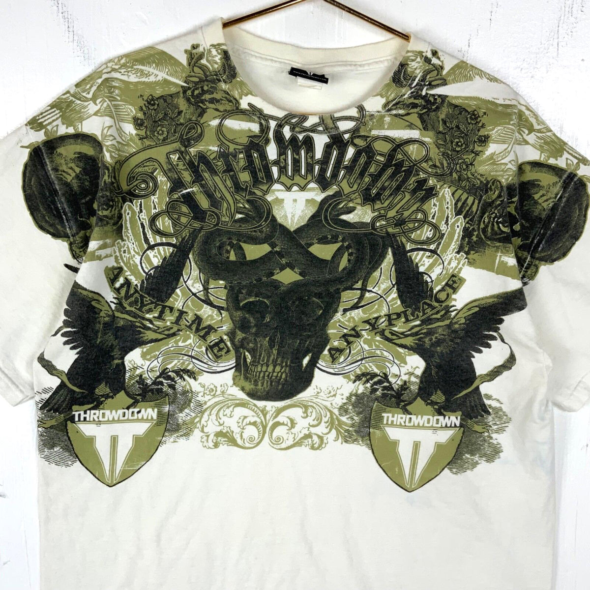 Y2K Throwdown TShirt Size XL White Double Sided Mma Anytime Anyplace Graphic Tee – Easygoing Wear · Perfect For Daily Wear