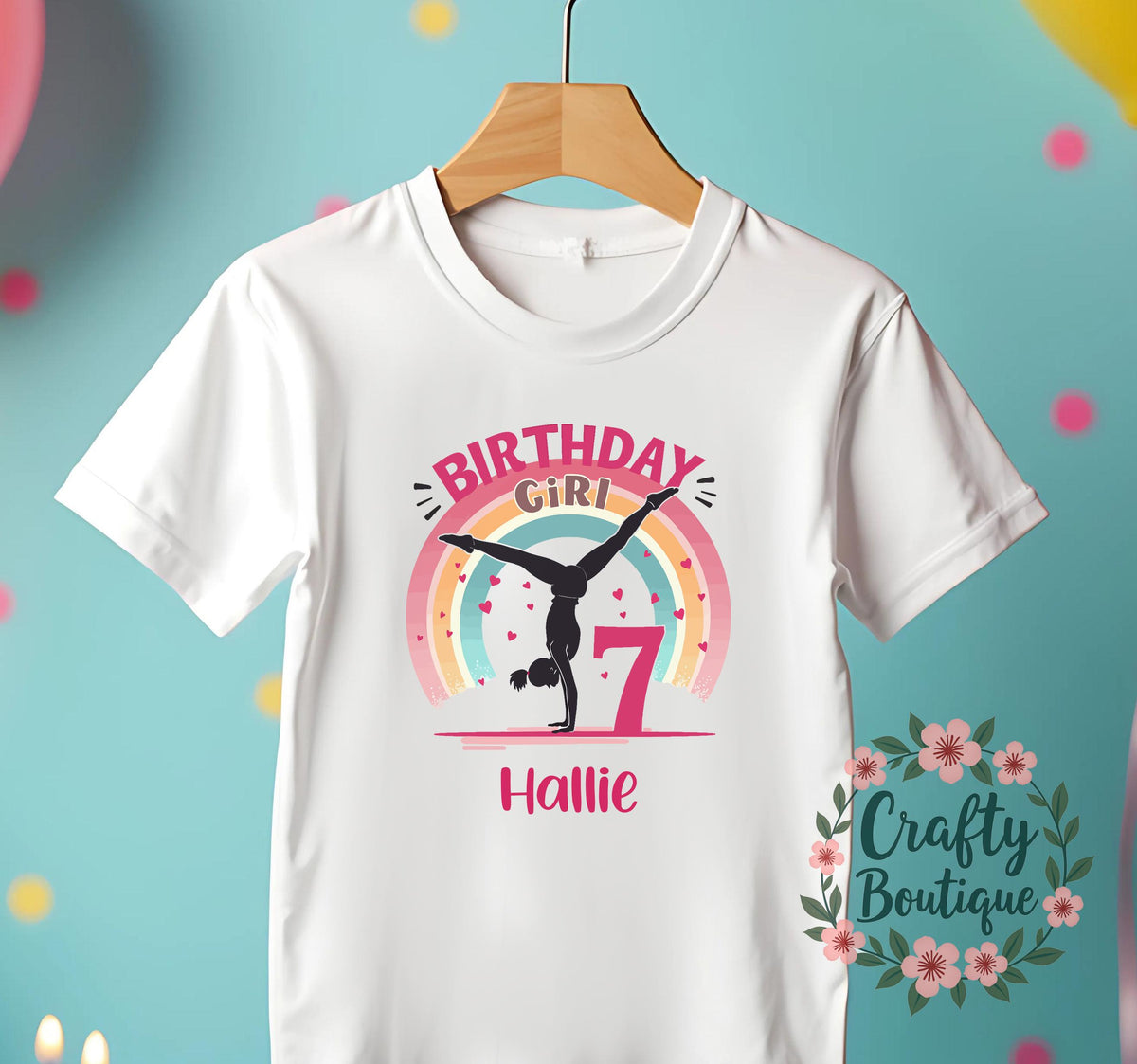 7th Birthday Tshirt Girl Who Loves Gymnastics Handstand Party Tee I am 7 Shirt Girls Gymnast t shirt Personalised Birthday Top 1249 Graphic Tee – Soft Feel · High-Quality Print