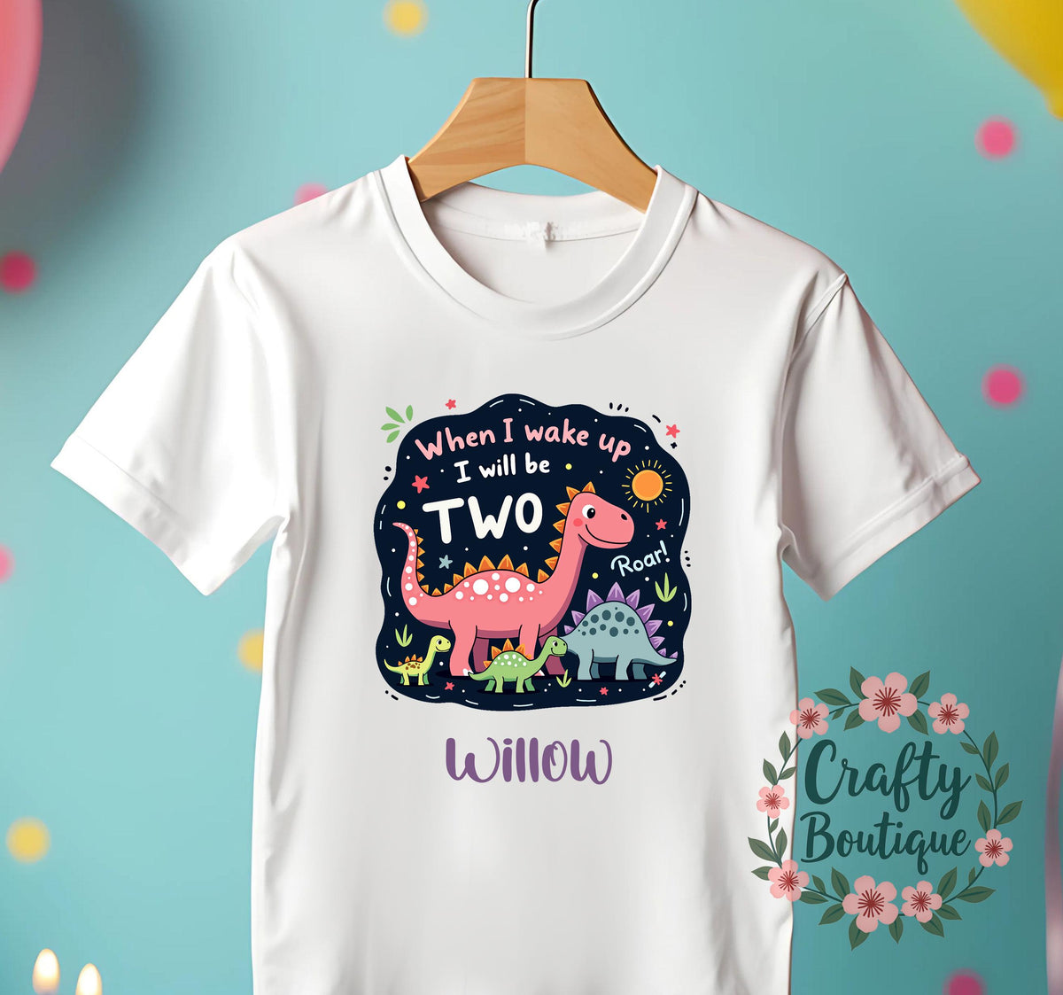 2nd Birthday T shirt When I Wake Up I will be 2 Pajamas Girl39s Second Birthday Dinosaur Gift Personalised Pink Nightwear Age Two 1226 Graphic Tee – Cozy Vibes · Perfect For Daily Wear