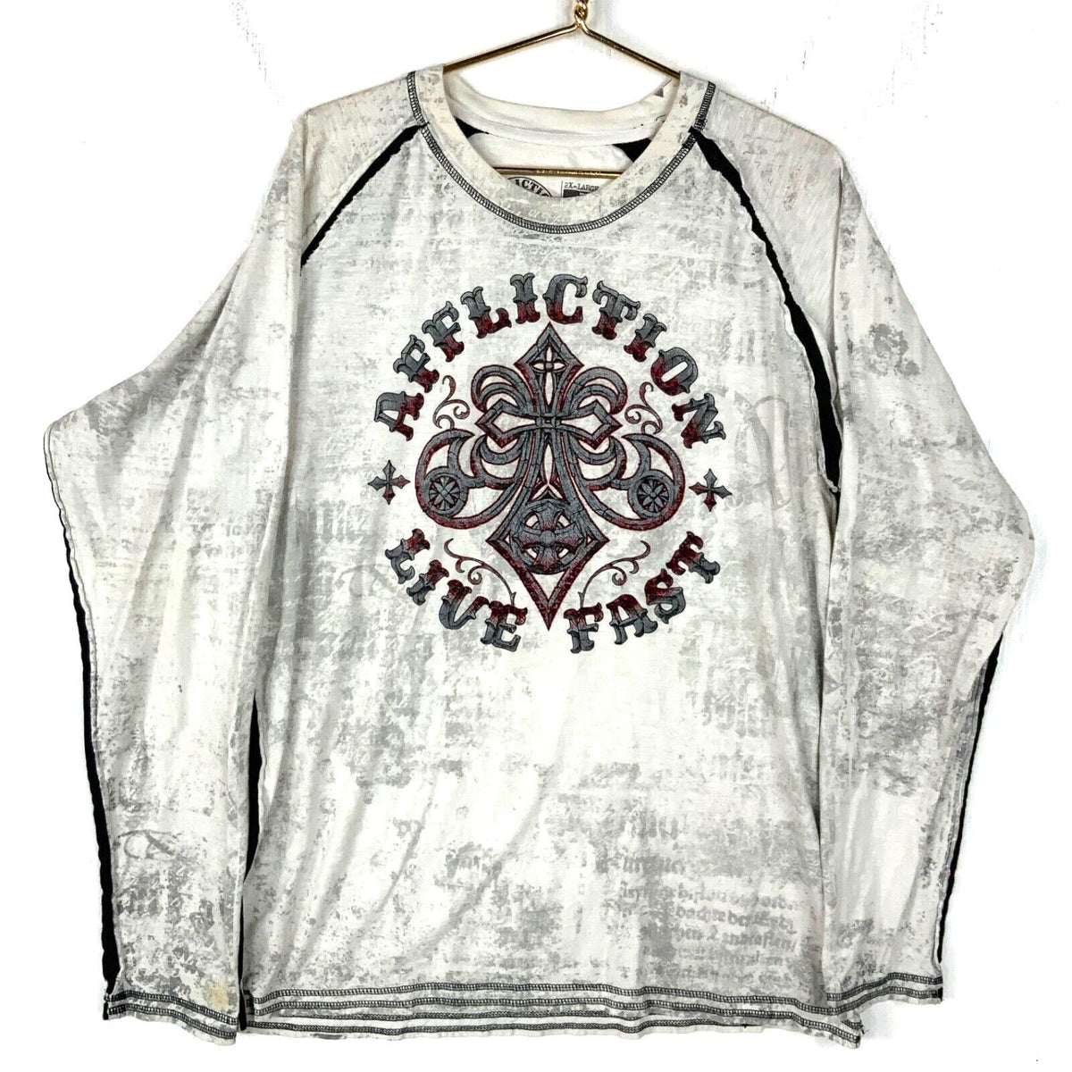 Affliction TShirt 2XL White Long Sleeve Made In Usa Cross Live Fast Y2K Graphic Tee – Bold Style · Top Pick For Any Outfit
