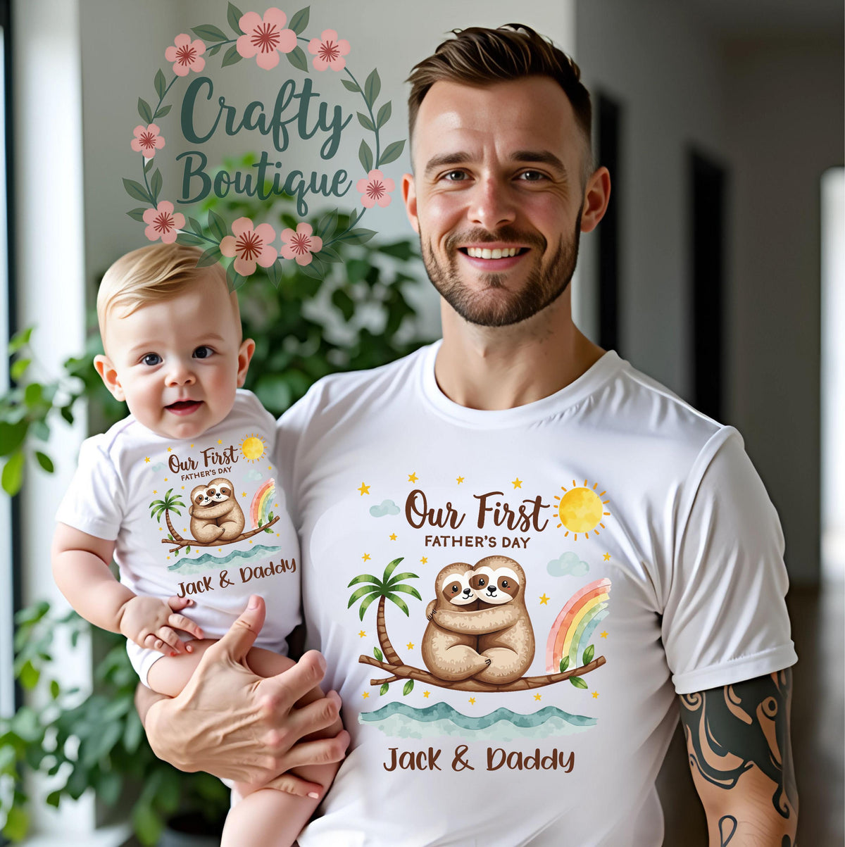 Our First Fathers Day I Love Daddy Gift Funny Newborn Baby Gift Personalised Baby Grow New Dad Vest Sloth Baby Romper Sleepsuit 1223 Graphic Tee – Fan Favorite · Great Gift For Fans
